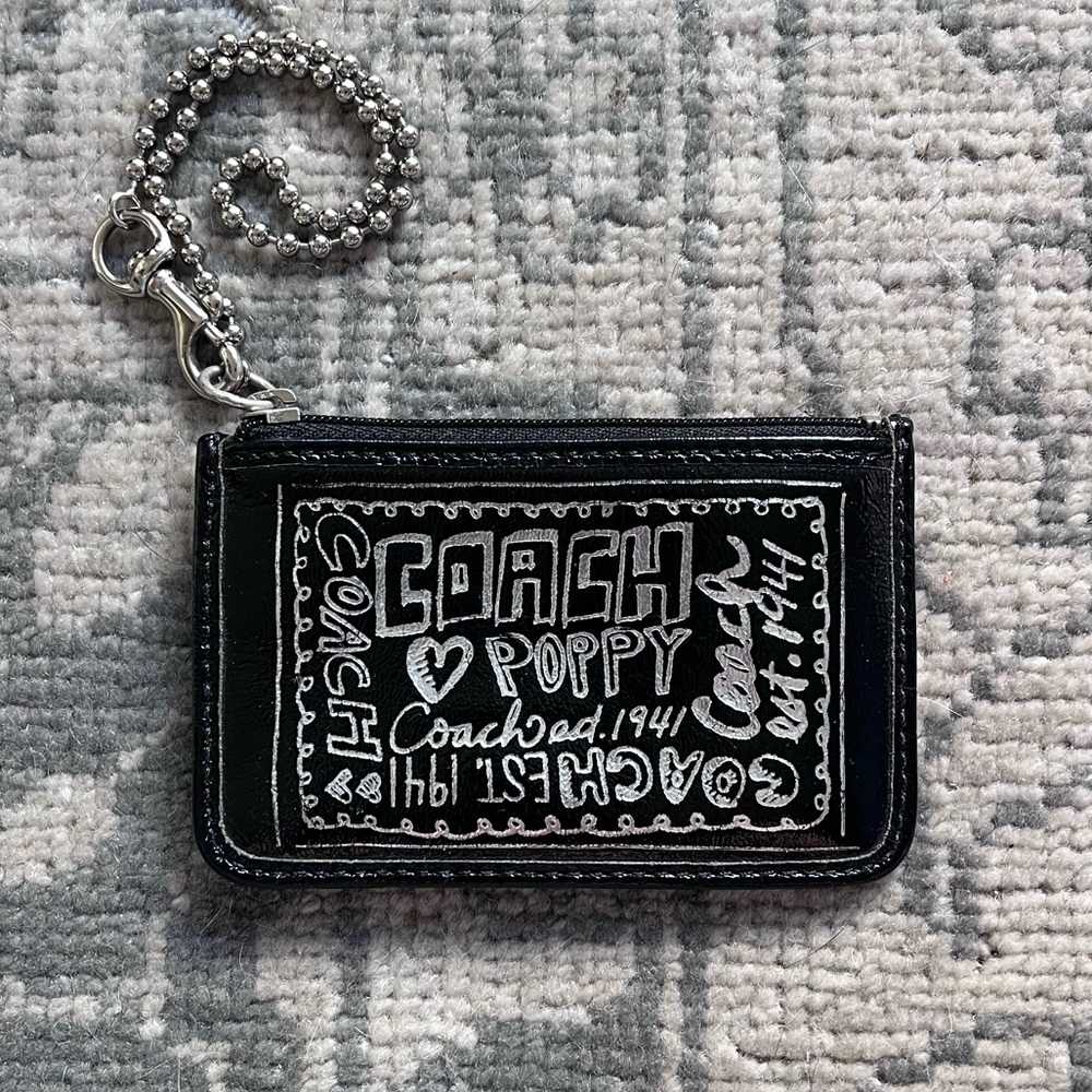 Coach Poppy Black Leather Cardholder